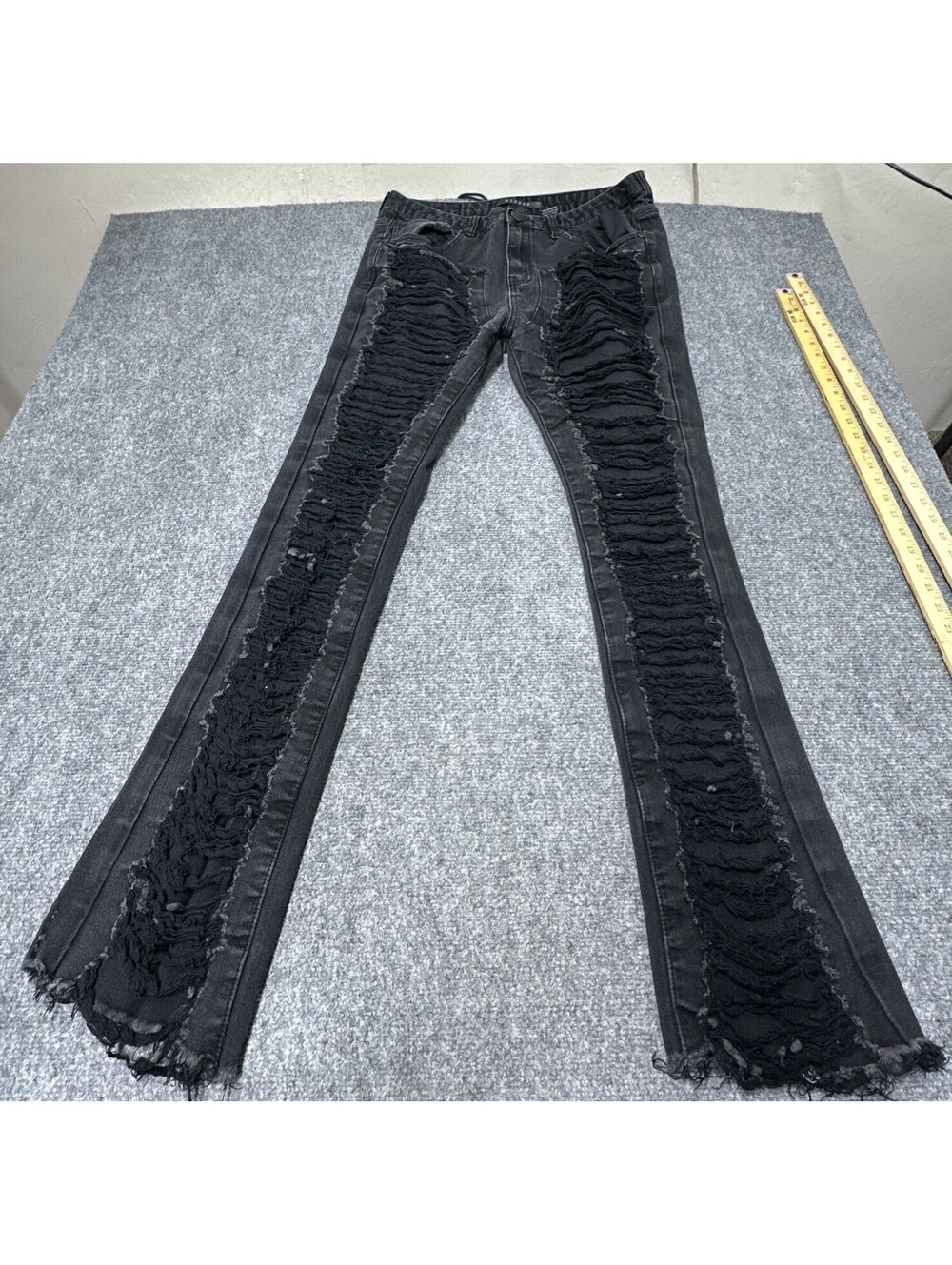 Kloud 9 Mens Black Distressed Denim Jeans Size 34/46 Ripped Streetwear Casual